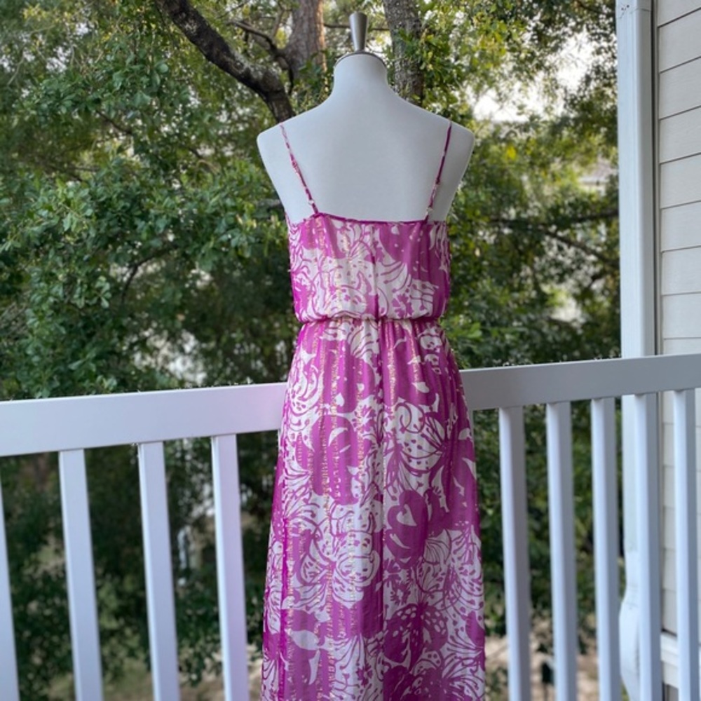 Lilly Pulitzer Metallic Purple + Gold Maxi Dress Size Small. Perfect Holidays! - Picture 9 of 12